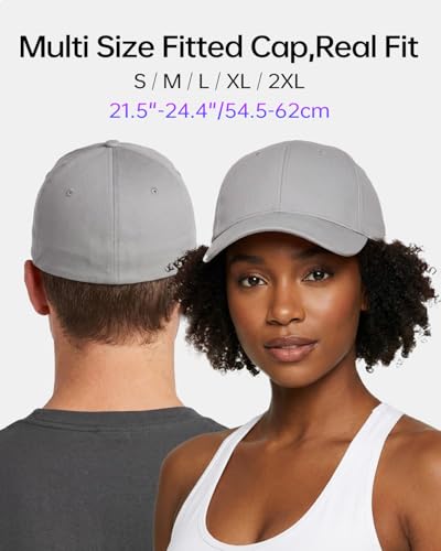 Zylioo XXL Fitted Hats for Men Big Heads, Closed Back Baseball Cap Cotton - color: Gray, size: Large