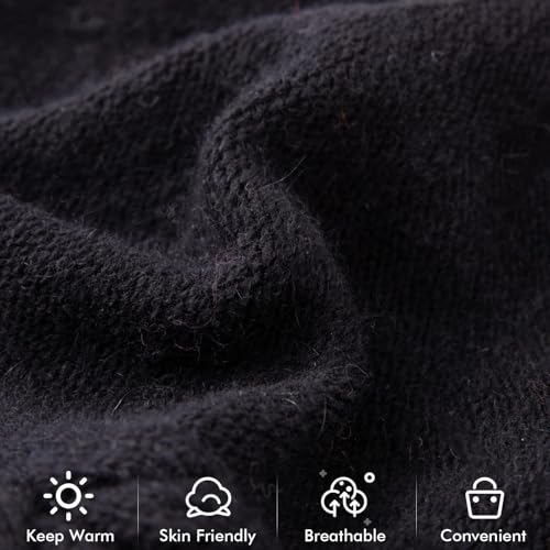 Knit Slouchy Beanie Hats for Women Cashmere Ski Cap Knitted Wool Soft Warm Winter Hat - color: B02a-black