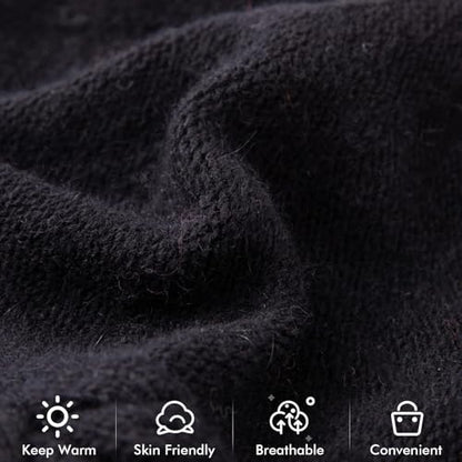 Knit Slouchy Beanie Hats for Women Cashmere Ski Cap Knitted Wool Soft Warm Winter Hat - color: B02a-black