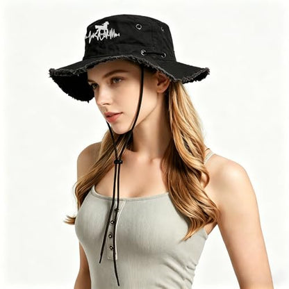 Bucket Hats Sun Hat UV Protection Packable Fishing Hats for Women Lightweight Hiking Hat - color: Horse Heartbeat