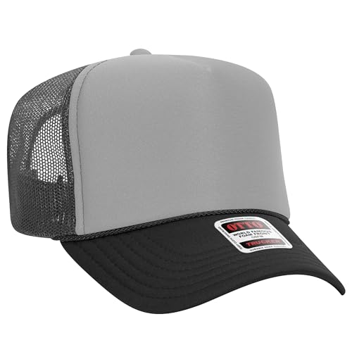 BROTHER TRUCKERS The World's Greatest Polyester Trucker Hat Blank in 73+ Colors - Wholesale Snapback Hat - color: Blk/Gry/Ch.gry