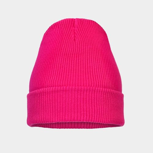 The Hat Depot - 100% Cotton Soft and Light Cuffed Skull Plain Daily Washed Beanie - color: Hot Pink 2