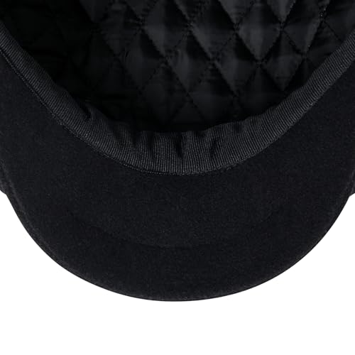 FEINION Men 8 Panel Herringbone Wool Newsboy Cap - color: Black, size: 7 1/8