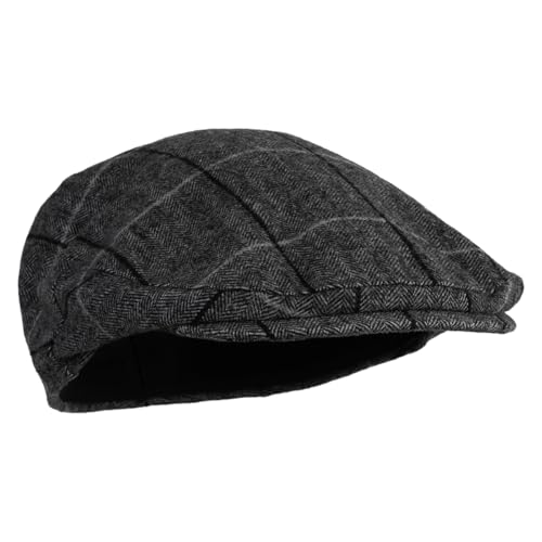 Large Plaid Wool Polyester Blend Ivy Cap - color: Grey, size: Small-Medium