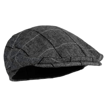 Large Plaid Wool Polyester Blend Ivy Cap - color: Grey, size: Small-Medium