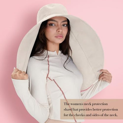 Shyyween 3 Pack Wide Brim Hats for Women,UPF 50+ - color: Beige
