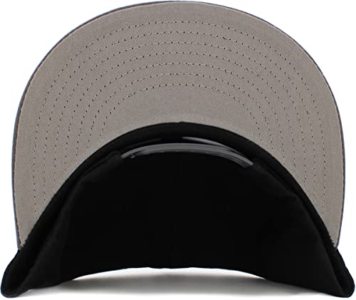 KBETHOS Classic Snapback Hat Blank Cap Underbrim Cotton Wool Blend Flat Visor Adjustable Unisex - color: Black Dark Gray