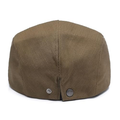 ZLYC Men Cotton Flat Cap Summer Scally Newsboy Beret Driver Hat - color: Back Buckle Brown