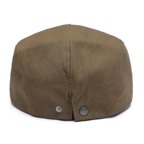 ZLYC Men Cotton Flat Cap Summer Scally Newsboy Beret Driver Hat - color: Back Buckle Brown