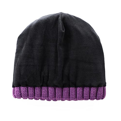 Home Prefer Mens Winter Hat Wool Fleece Lined Knit Beanie Hat Warm Stocking Caps - color: Purple