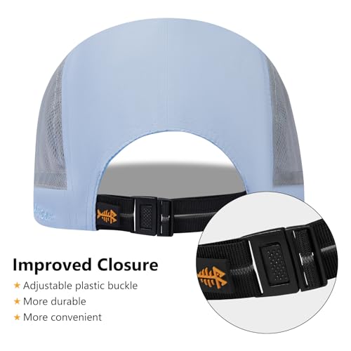 BASSDASH Folding Fishing Baseball Cap UPF 50+ Water Resistant Outdoor Portable Brim Hats for Women Men Hiking Adjustable - color: Light Blue