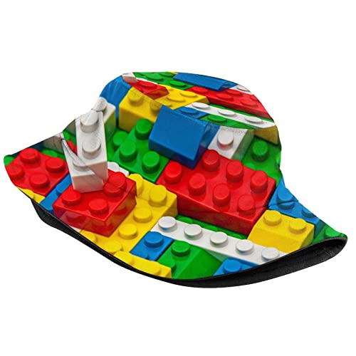 Dinosaur Skeletons Bucket Hat Fisherman Hat Beach Travel Sun Hat Outdoor Cap for Unisex Men Women - color: Plastic Toy Blocks