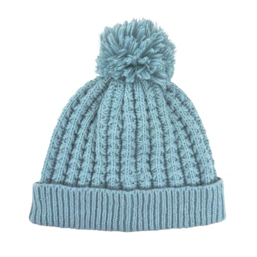 Humble Hilo Knit Hats Beanies for Women Winter Pom Beanie Men or Women Beanies Cable Knit Beanie - color: Winter Sky Pom Pom