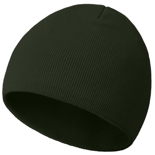 100% Cotton Beanie Hat Cuffless Beanies Warm Knit Winter Skull Cap - color: 1pcs-olive Green