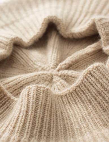 Cashmere Berets Hats Women Winter Warm Merino Wool Knitted Oversized Beige Beanie - color: Beige