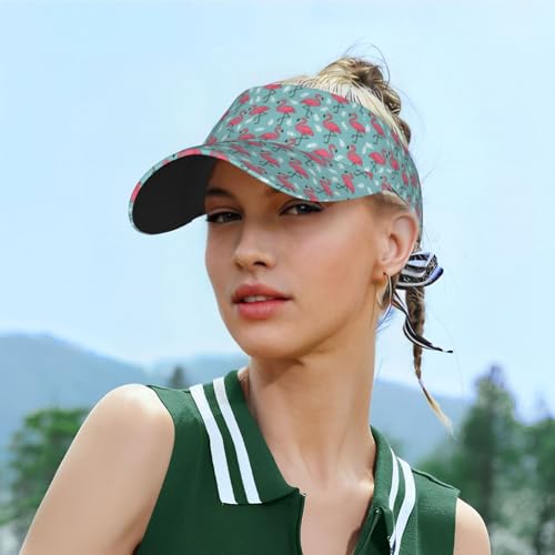 Adjustable Lightweight Open Top Sports Sun Visor Hat Cap for Golf Tennis - color: Summer Flamingo