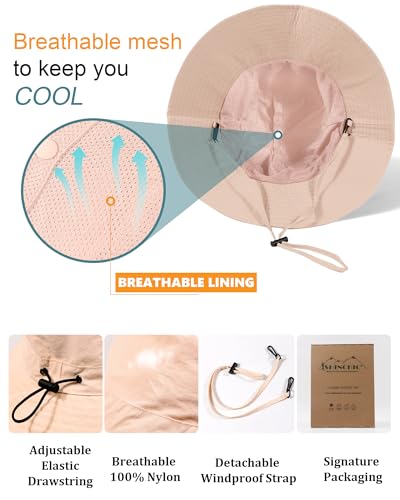 Water-Resistant UPF 50+ Sun Bucket Hat Packable Brimmed for Women Men - color: Dusty Rose