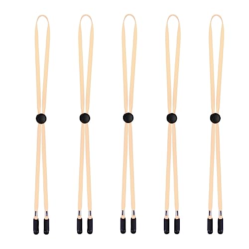 Sucrain 5 Pieces Adjustable Hat Strap Clips Hat Chin Cord for Golfing, Fishing, Boating - color: Champagne
