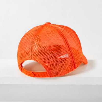 CHOK.LIDS Blank Foam Trucker Hat, Retro Mesh Rope Snapback Cap, Men Women - color: Curved Brim (White/Neon Orange)