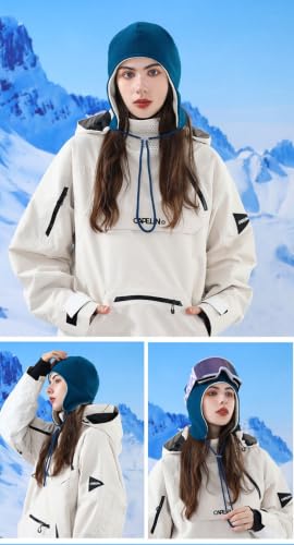 Mens Womens Warm Fleece Beanie Soft Winter Hat with Ear Flaps Windproof Ski Snow Cycling Skull Cap Helmet Liner - color: Teal