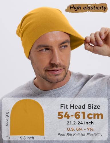 100% Cotton Thin Beanie Hat Women Men Soft Slouchy Chemo Skull Cap - color: 1pc Yellow