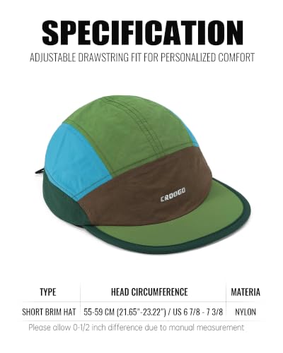 Clakllie Multicolor Short Brim Cap for Men Quick Dry 5 Panel Running Hat - color: Crsb09-green/Taupe