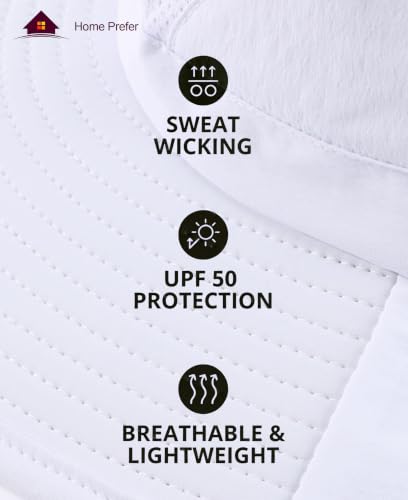 Home Prefer UPF 50+ Sun Hats for Men Women Wide Brim Fishing Hat with Neck Flap UV Protection Sunblock Safari Bucket Hat - color: White