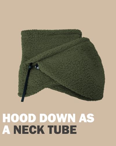 Shy Velvet Sherpa Hood Balaclava Wind-Resistant Ski Mask for Men and Women - color: Olive Green