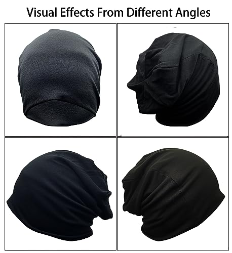 JarseHera 2 Pack Wider Slouchy Beanie for Men Women Oversize Chemo Headwear Large Baggy Skull Cap Cancer Caps Hats - color: 2 Pair,black+white-large