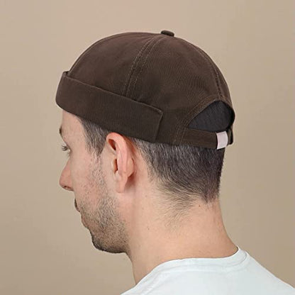 Glamorstar Dome Brimless Hats for Women Men Sailor Docker Beanie Cap Hip Hop Hats - color: Coffee
