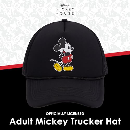 Concept One Unisex Adult Disney Mickey Mouse Trucker Hat, Rainbow Pride Mesh Back Snapback Baseball Cap - color: Black