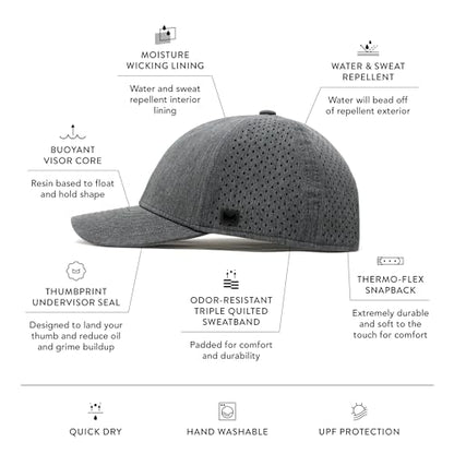 melin A-Game Hydro, Men’s Performance Snapback Hat - color: Heather Charcoal, size: Medium-Large
