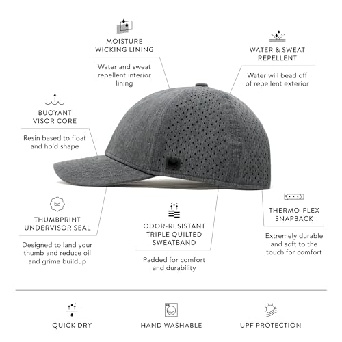 melin A-Game Hydro, Men’s Performance Snapback Hat - color: Heather Charcoal, size: X-Large