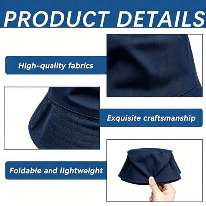 Bucket Hats Bulk Solid Color DIY Blank Hat Bucket Hats for Men, Women and Adults - color: 3pcs Navy Blue Bucket Hat