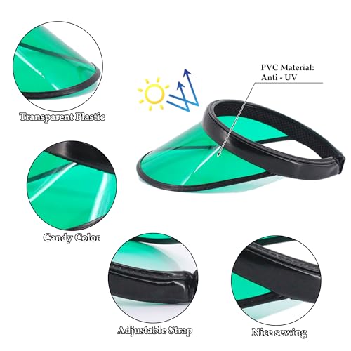 Surkat Women Sun Visors Hologram Wide Brim Thicker Sweatband UV Protective Sportswear Visors Sunhat - color: Green