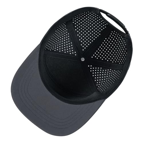 FEINION Men Laser Mesh Flat Brim Snapback Baseball Cap - color: Dark Grey