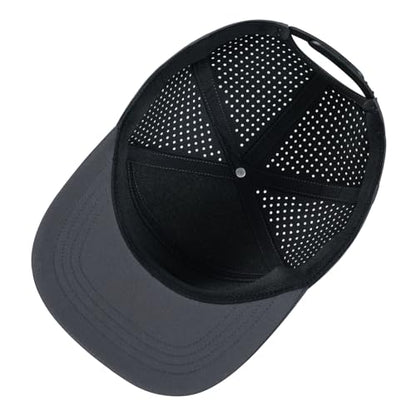 FEINION Men Laser Mesh Flat Brim Snapback Baseball Cap - color: Dark Grey