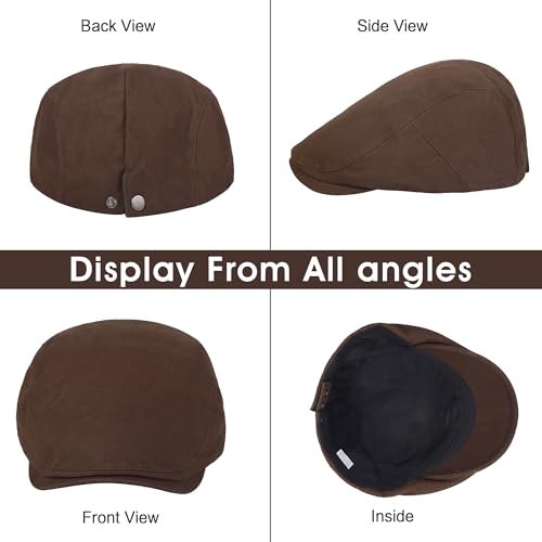 2Pcs Men's Newsboy Cap Cotton Flat Ivy Gatsby Driving Hat - color: 2b2-coffee+beige