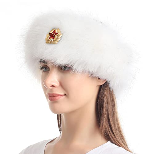 LA CARRIE Faux Fur Headband with Stretch Women's Winter Earwarmer Earmuff - color: White with KGB 2