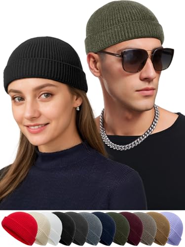 vidsel Thin Wool Fisherman Beanie Hat for Men Women Fall Winter Fashion Cap - color: 2-black, Army Green