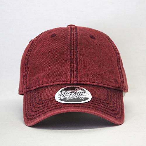 Heavy Washed Coated Canvas Wax-Look Adjustable Low Profile Men Women Baseball Cap - color: Snow Washed Maroon