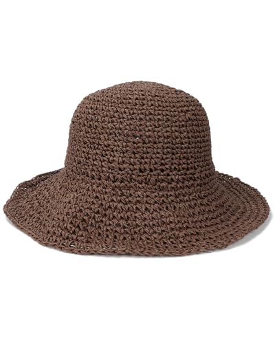 Womens Crochet Straw Sun Hat Foldable Floppy Wide Brim Beach Hat for Summer - color: Coffee
