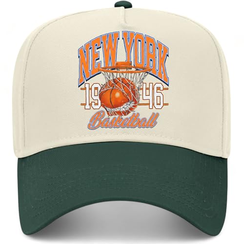 New York Hoops Bite Hat | Premium Adjustable Snapback Baseball Trucker Hats for Men & Women - color: Green/Natural