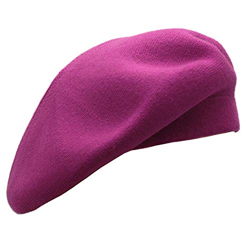 Wheebo Reversible Solid Color French Beret Hat for Women and Girls - color: Magenta