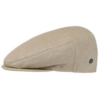 Lierys Inglese Linen Flat Cap Newsboy Linen Cotton Made in Italy Men Spring Summer Beige - color: Beige, size: 6 7/8