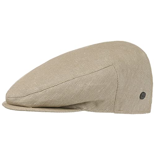 Lierys Inglese Linen Flat Cap Newsboy Linen Cotton Made in Italy Men Spring Summer Beige - color: Beige, size: 6 7/8