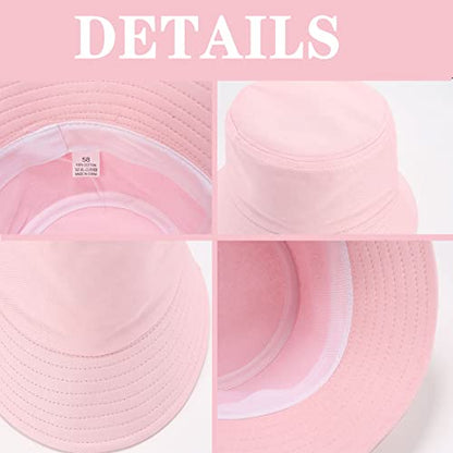 Unisex 3-Pack UV Packable Summer Bucket Sun Hats for Outdoor Activities - color: 3 Black/White/Pink