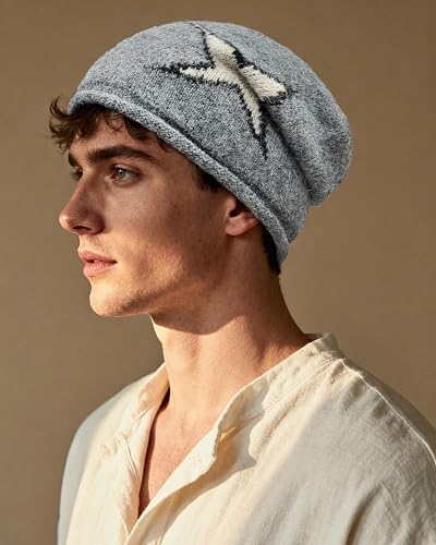 Croogo Slouchy Beanies for Men Women Winter Soft Warm Hat Lightweight & Breathable Slouch Knitted Skull Cap - color: Grey