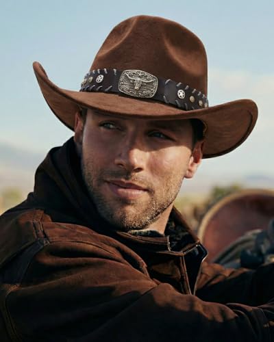 BELTROAD Cowboy Hat for Men Women, Western Cowboy Hats with Gift Hat Box - color: Brown( Bull Bronze ), size: Medium