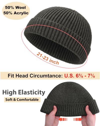 Short Fisherman Beanie for Men Women Wool Knit Cuff Winter Hats - color: 1pcs-dark Grey